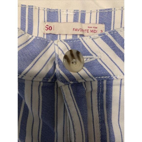 So Womens Blue White Striped Low Rise Favorite MIDI Shorts 3 - Picture 3 of 4